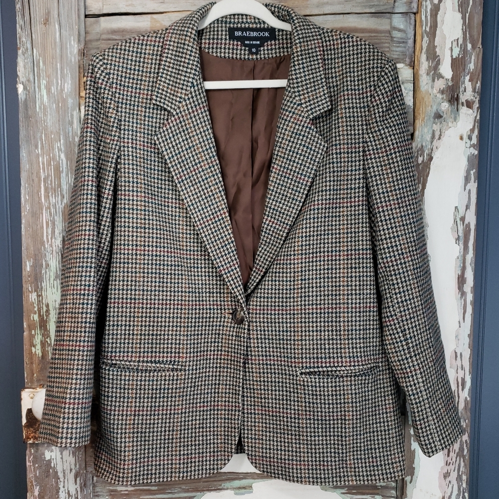 Braebrook 100% Wool Houndstooth Jacket Size 10